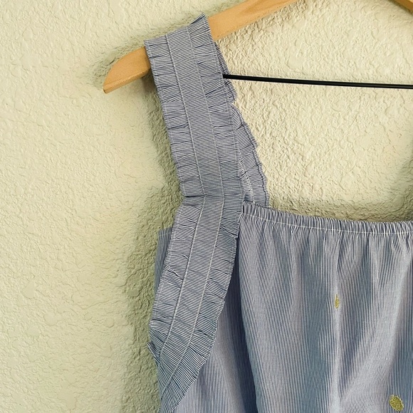 H&M Blue Stripe Ruffle Strap Gold Dot Tank - Picture 7 of 10